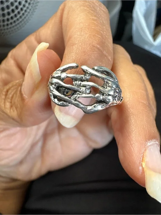 Organic Sculptural Openwork Ring in Silver Tone