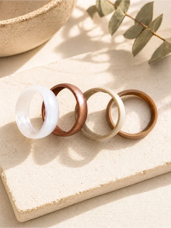 ✨ ThunderFit Silicone Wedding Band Set Neutral Rubber Rings Size 6.5-7 ✨
