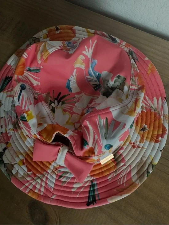 Seafolly Pink Floral Kids Sun Hat little girl M/L
