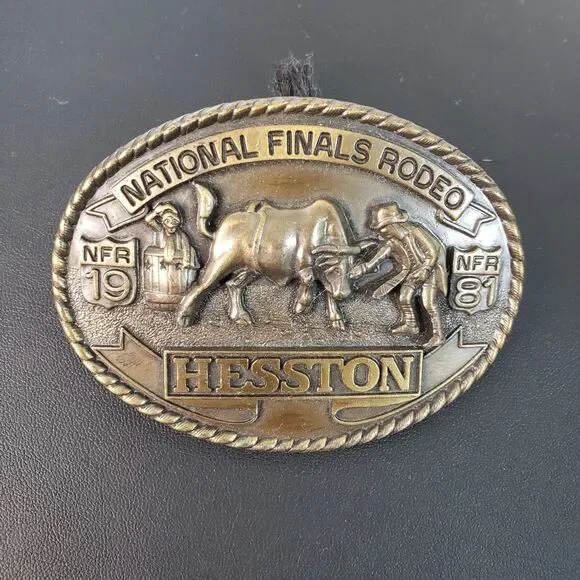 1981 Hesston National Finals Rodeo Brass Belt Buckle Seventh Ed Cowboy Clown
