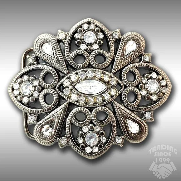 Belt Buckle Women Unisex‎ Midcentury Rhinestones Sparkling Goth Art Deco