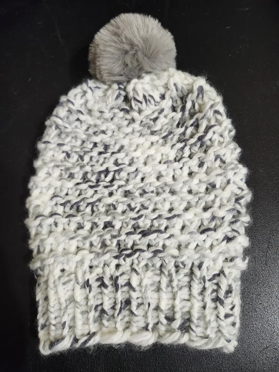 Cozy Grey Pom Pom Knit Beanie - Kids