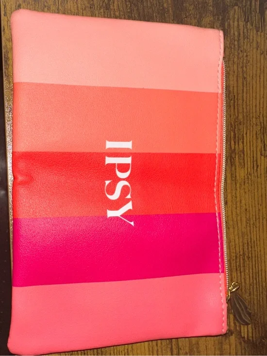 ipsy Pink, Coral & Hot Pink Striped Cosmetic Pouch