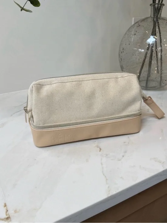BEIS Canvas & Leather Dopp Kit in Beige