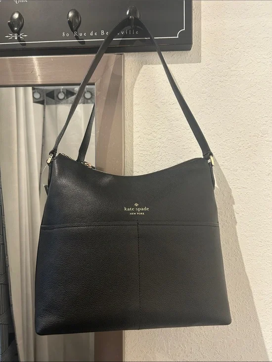 Kate Spade Black Pebble Leather Shoulder Bag NWT.