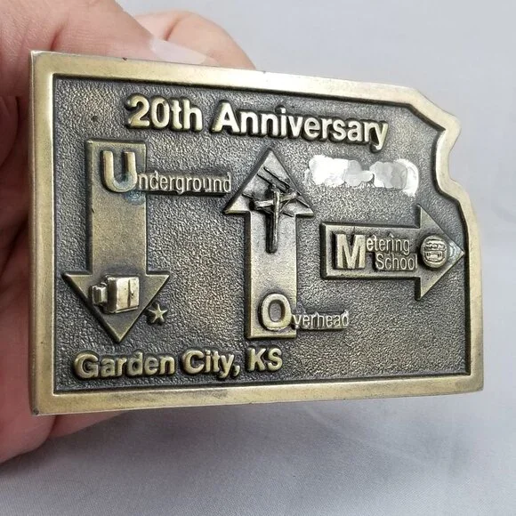 Belt Buckle Brass 20th Anniversary Underground Overhead Metering School‎