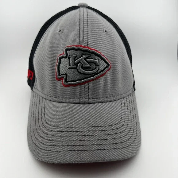Kansas City Chiefs New Era 39THIRTY Youth Flex Fit Hat Gray Black NFL Cap