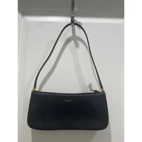 Kate Spade Vintage Black Leather Minimal Shoulder Bag
