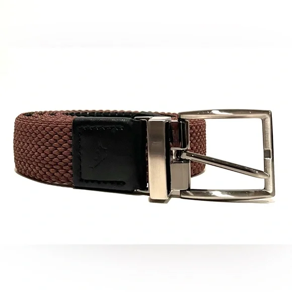 NWOT -Tommy Bahama Men’s Woven Reversible Belt-Brown/Black w.Silver Buckle- L/XL