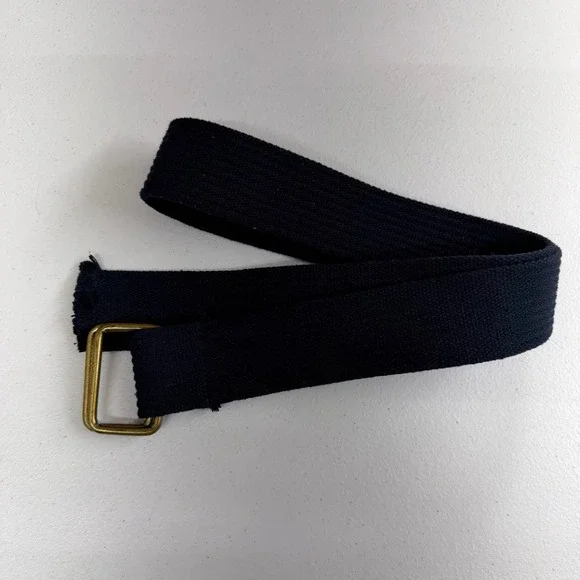 Adult men's navy blue gold buckle fabric woven fringe‎ pants belt accessories 33