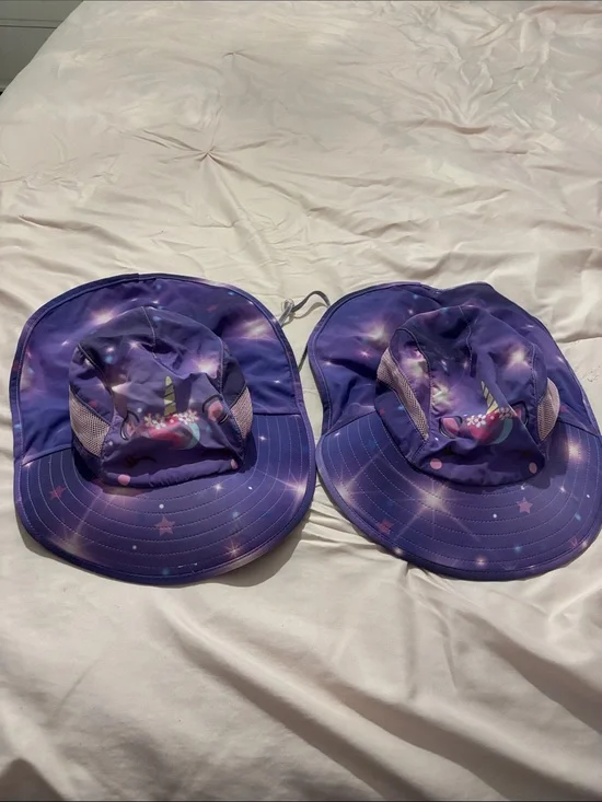 Kids Purple Unicorn Sun Hat with Neck Flap