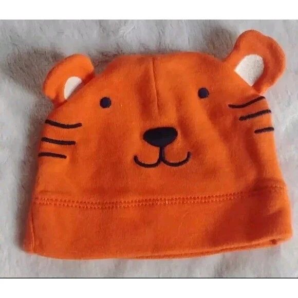Hat Newborn Boys Tiger Beanie cap infant baby accessory orange