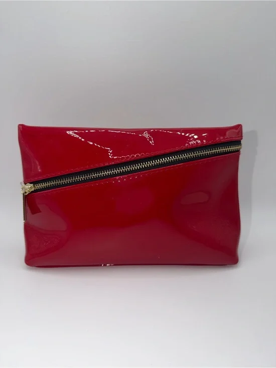 Yves Saint Laurent Red Patent Diagonal-Zip Cosmetic Pouch