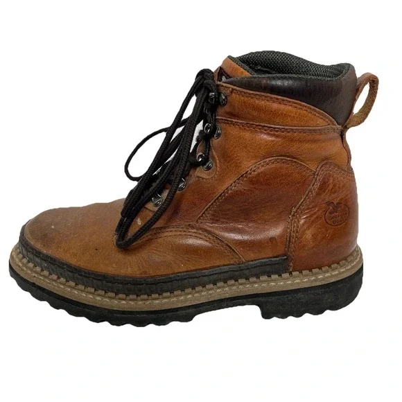 GEORGIA GIANT  G7222 STEEL TOE Brown Lace Up Work Boots US 8 M Outdoor Safety