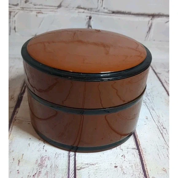 Japanese Stacking Vanity Trinket Box Unpainted Plastic Laquerware‎ Simple