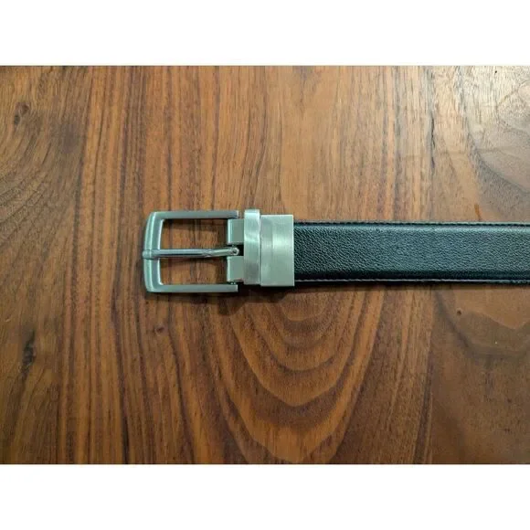 Men's Black Adjustable Silvertone Buckle Casual Classic Dress Belt Small