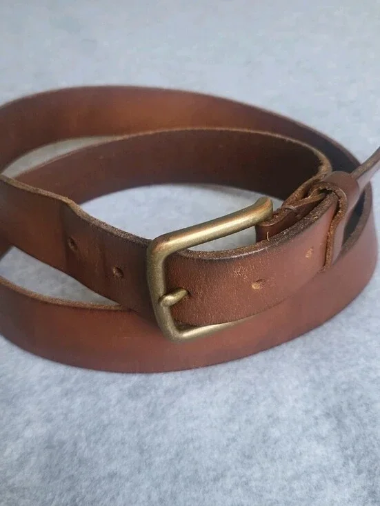 Vintage Brooks Brothers Work Belt Mens 40 Brown Leather Brass Buckle USA Made