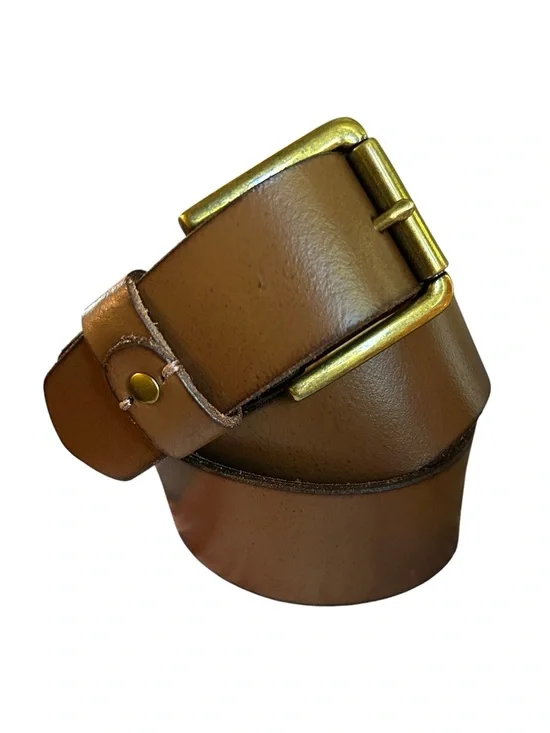 Lucky Brand Men’s Genuine Leather Belt in Brown with Brass Buckle 32