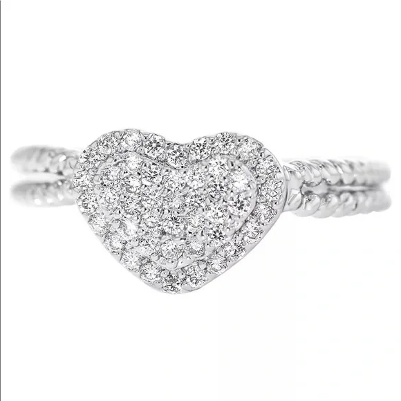 Clear Crystal Sparkle Dazzle Heart Braided Ring