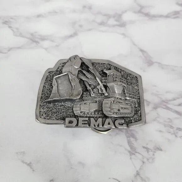 Demag Front Power Shovel Excavator Mining Mine 1980s Vintage Belt Buckle