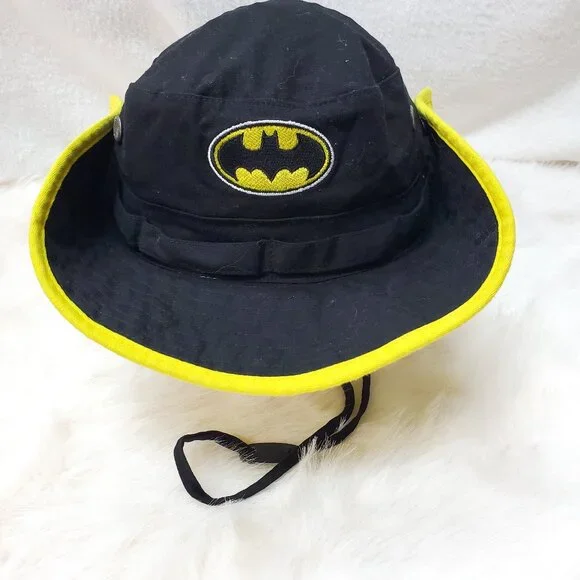 Batman Bucket Hat Round Sun Hat Shade Cap Black Yellow Kids Youth