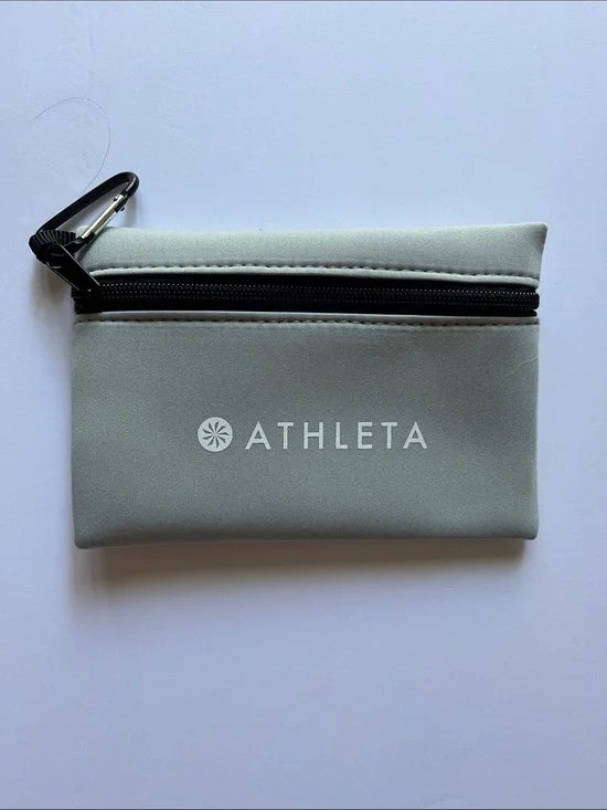 Athleta Grey Neoprene Zip Pouch with Clip