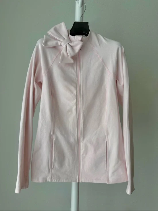kate spade Pale Pink Bow-Accent Zip Beyond Yoga Jacket