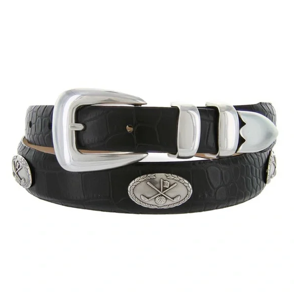 Golf Palisades Genuine Italian Calfskin Designer Dress Golf Conchos Belt