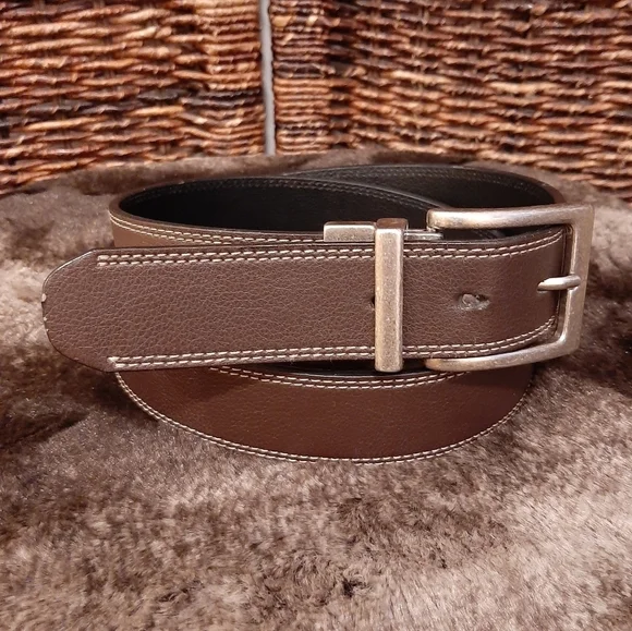 Columbia Genuine Leather Belt Men's 38 Brown Casual Office Minimalist Modern