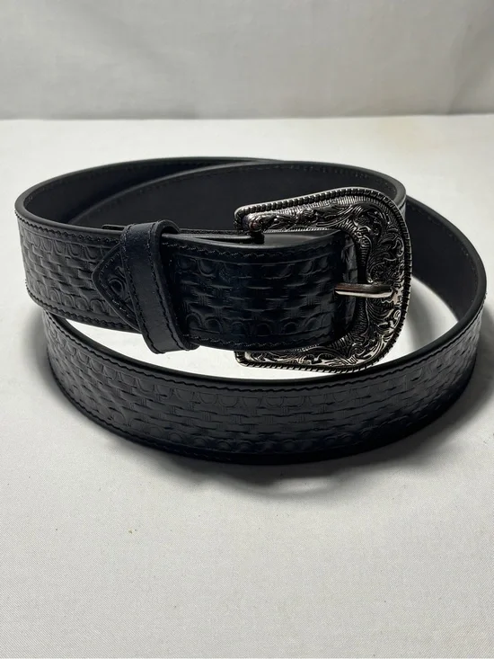 New Western Fullgrain Western Belt Handmade by Leather Artisans Black Size 38