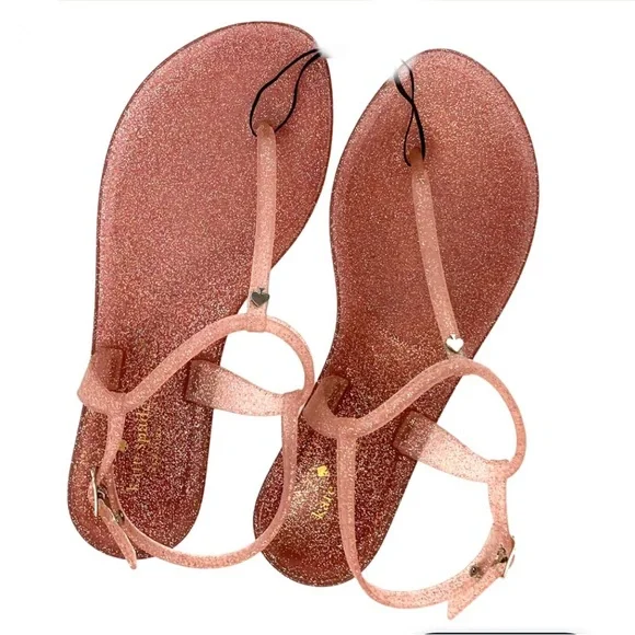Kate Spade JONI Style Glitter Pink Jelly Straps Flats Size‎ 10 brand new