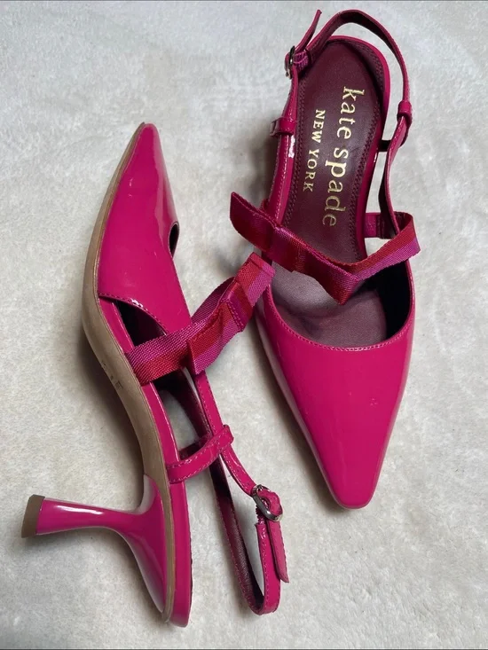 kate Spade Hot Pink Patent Slingback Pumps Size 6.5