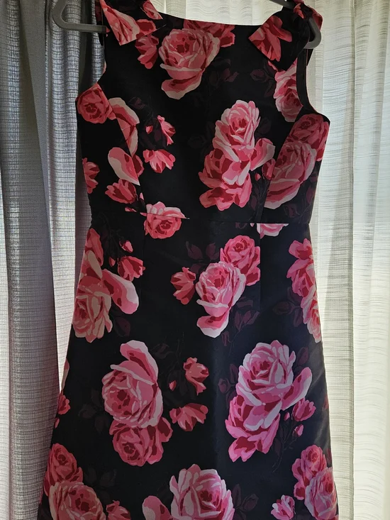 kate spade Black Dress with Pink Rose Print