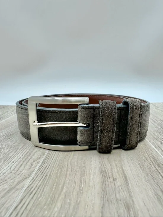 Torino Leather Company European Slate Gray Suede Belt 54459 Made In USA Size 40