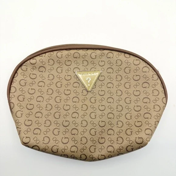 NEW Guess Makeup Dome Logo Cosmetics Bag Travel Monogram Toiletry Y2K