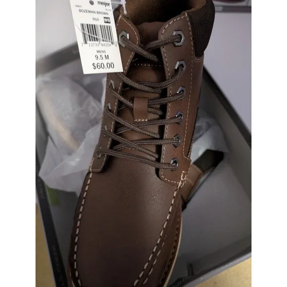 Falls Creek Men's Work Boot Size 9.5 M Bozeman Brown Man made Material Casual