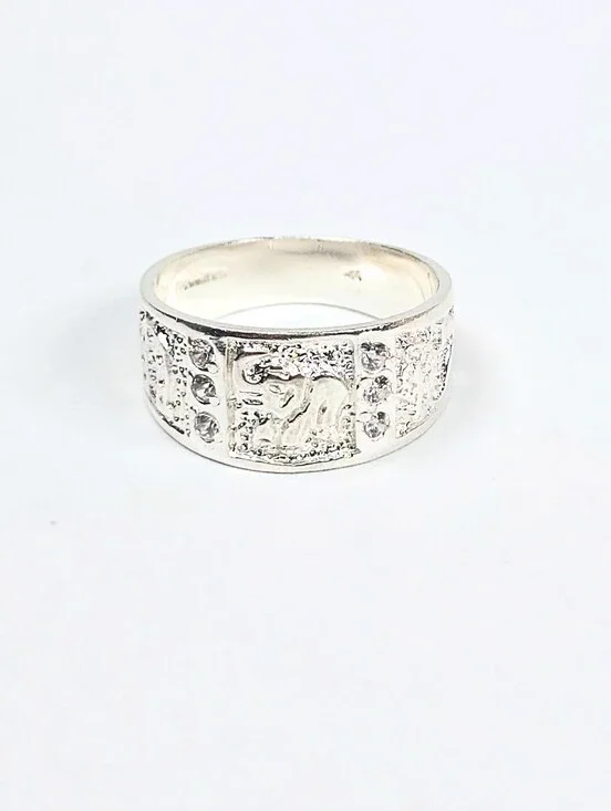 Lucky Symbols Wide Band Ring CZ 925 Sterling Silver Anillo de la Suerte