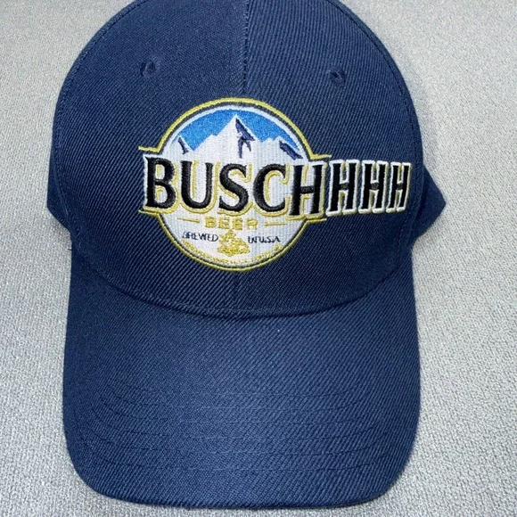Busch Beer Navy Blue Adjustable Snapback Hat Cap Embroidered Logo Anheuser Busch