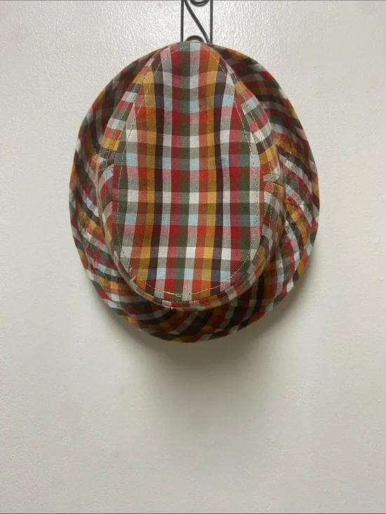 San Diego Hat Company Plaid Newsboy Hat in Red, Yellow, Brown, Blue