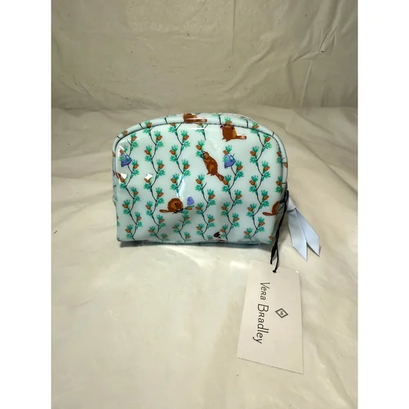 Vera Bradley Mini Dome Cosmetic Bag Merry Mischief Forest animals Pine Cones NWT