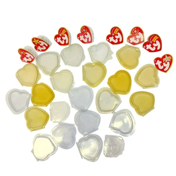Ty Beanie Babies Tag Protectors and Detached Heart Tags Lot Hero Holiday Teddy
