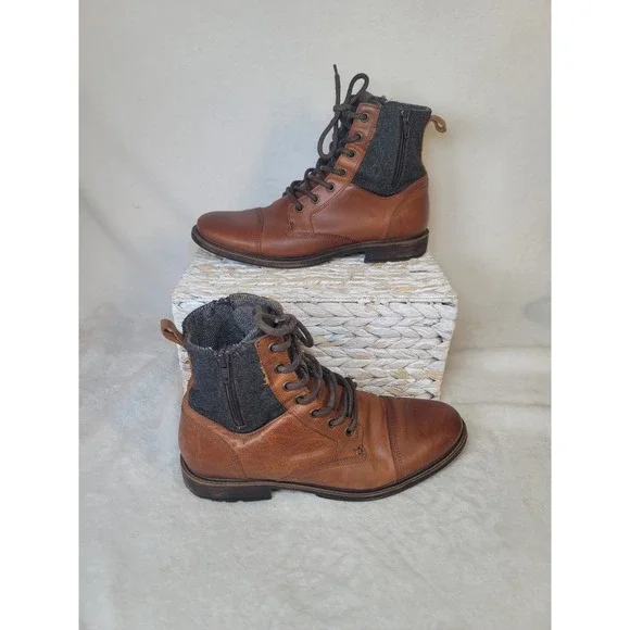 Aldo Heritage Rustic Brown Leather Wool Boots Size 9.5 Urban Explorer Rugged