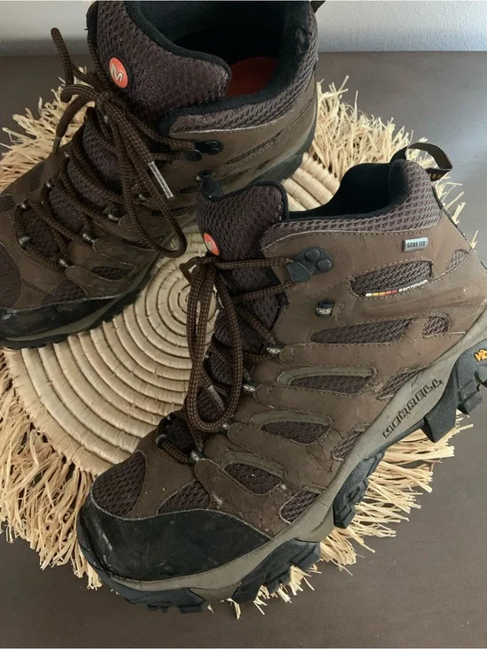 MERRELL Men’s Moab Waterproof Hiking Boots Dark Earth Brown Size 9.5