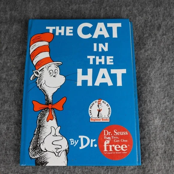 VTG The Cat In The Hat Dr. Seuss Blue HC Beginner Books Kids Illustrated USA