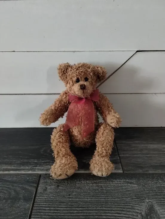 Ty Vintage Beanie Baby Bear Brown with Red Bow 1993 Realistic Retired