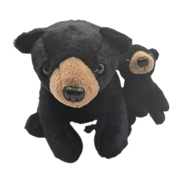 Adventure Planet Black Bear Mama and Cub Plush 6