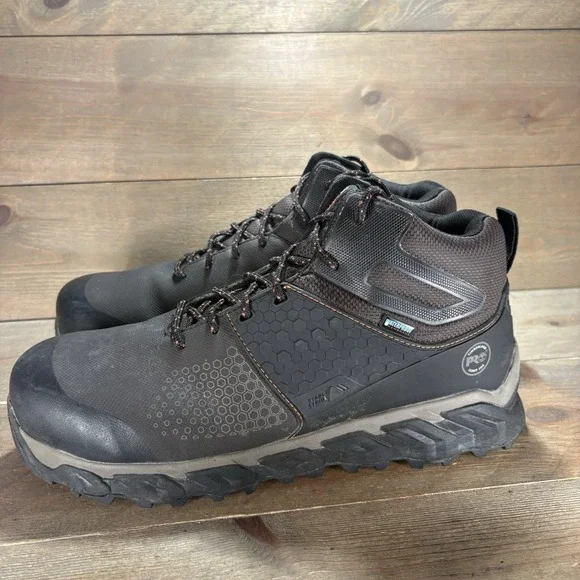 timberland pro ridgework mens size 12 shoes brown waterproof steel toe work boot
