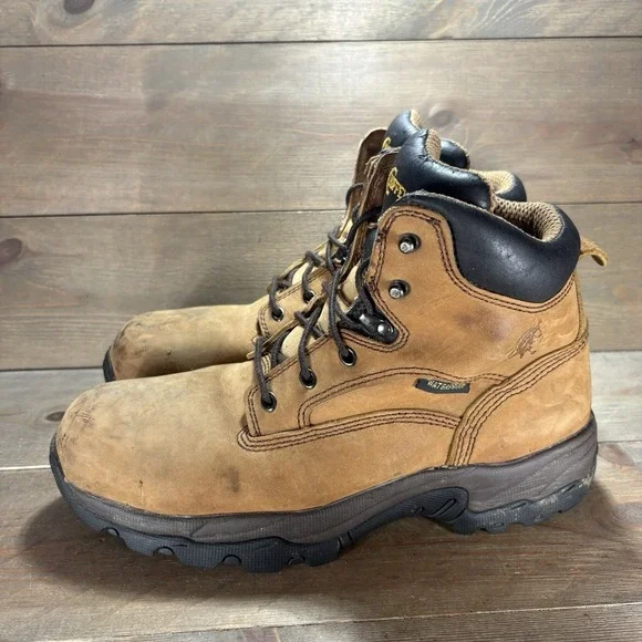 chippewa graeme mens size 10 shoes brown leather steel toe waterproof work boots