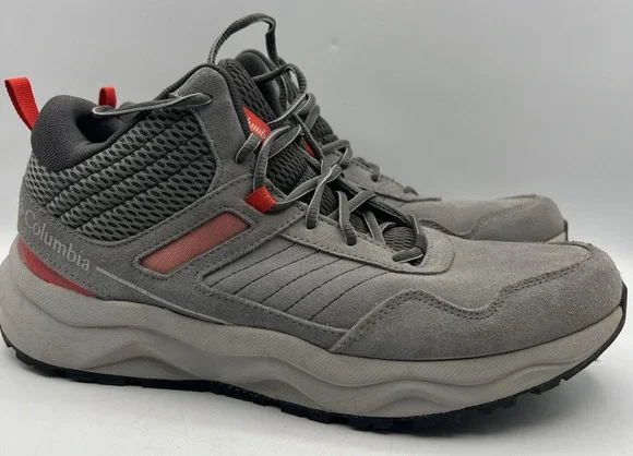 Columbia Trailstorm Mid Hiking Shoes Mens 11.5 Gray Red Omni Grip Boots