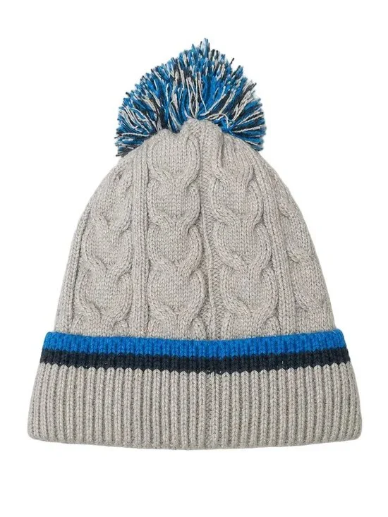 Thick Grey pom pom boys hat
